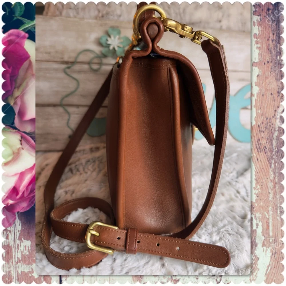 VINTAGE COACH Vicuña SADDLE / TAN LEATHER MESSENGER CROSSBODY WILLIS BAG
 #9927_6
